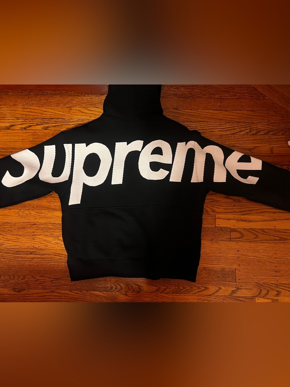 Supreme Big Logo Jacquard Hooded Sweatshirt Hoodie Black Medium